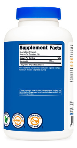 Suplemento Nutricost Inositol 500 Mg 240 Cápsulas Veggie - Imagem 5