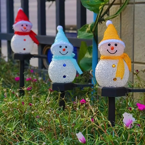 Boneco De Neve Natal Com Luzes Solares Jardim Externo 4pcs - Imagem 9