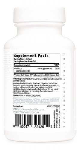 Vitamina Diu Tipo Zero, 240 Cápsulas Softgel - Não Ogm E Sem - Imagem 4