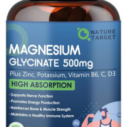 Glicinato De Magnésio 500 Mg, Magnésio Quelatado Com Zinco E