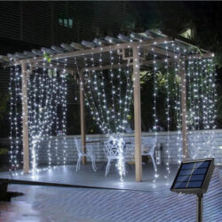 Lâmpada Solar De 3mx3m 300leds Luzes De Cortina Impermeáveis