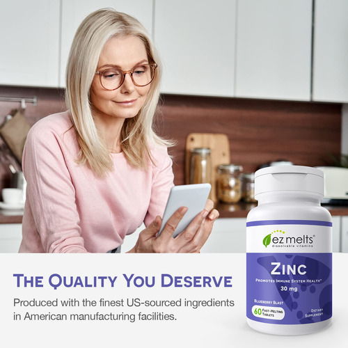 Suplemento Ez Melts Zinc 30 Mg Sublingual Vegan 60 Comprimid - Imagem 5