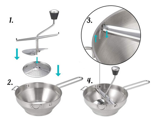 Qi1 Passa Verduras Em Aço Inox Com 3 Discos 20cm. - Imagem 2