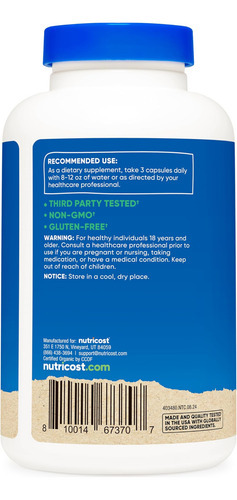 Raiz De Beterraba Nutricost 2400mg, 180 Cápsulas - Certifica - Imagem 4
