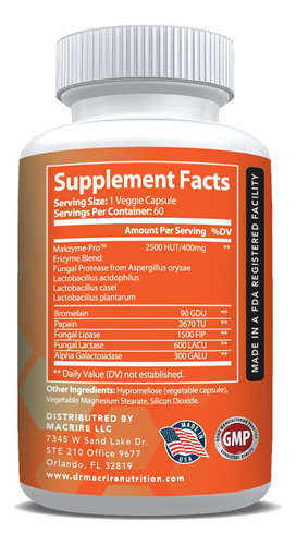 Dr. Cápsulas De Enzimas Digestivas Macrire Nutrition, Multie - Imagem 2