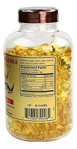 Ómega 3 Óleo De Peixe Do Mar Profundo Do Alasca 1000mg 200 C - Imagem 2