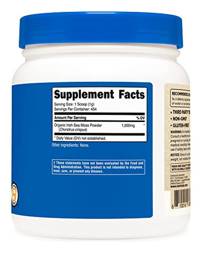 Suplemento Nutricost Organic Irish Moss Powder 454g - Imagem 4