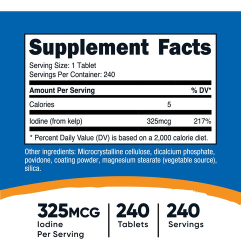 Suplemento Nutricost Kelp Tablets 325mcg Iodo 240 Comprimido - Imagem 3