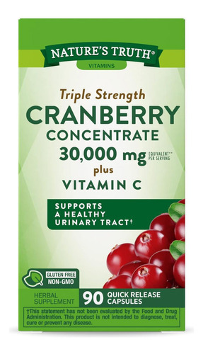 Cápsulas De Concentrado De Cranberry Natures Truth 30.000 Mg