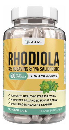 Suplemento Natural De Rhodiola Rosea-120 Caps 500mg, 3% Rosa