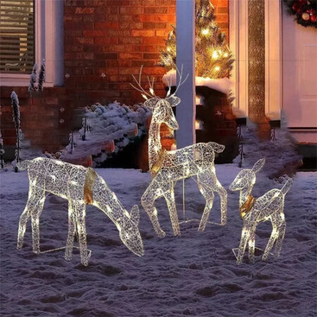 3 Unidades/kit De Enfeite De Natal De Rena, Led Iluminado Po - Imagem 2