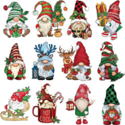 Hhh 36 Peças De Enfeites De Madeira Anã De Natal, Decoração