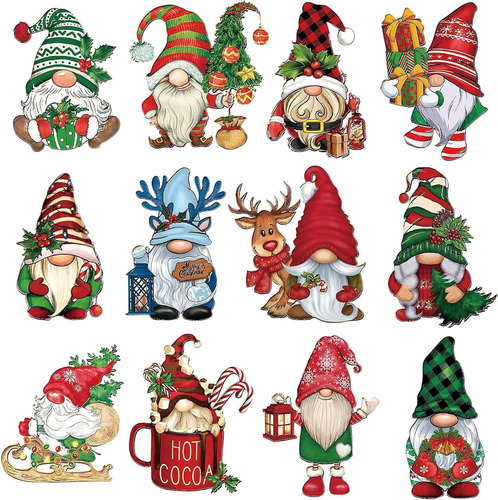 Hhh 36 Peças De Enfeites De Madeira Anã De Natal, Decoração