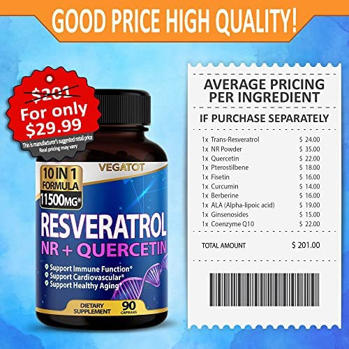Vegatot 10 Em 1 Força Resveratrol 11.500mg Com Quercetina En - Imagem 4