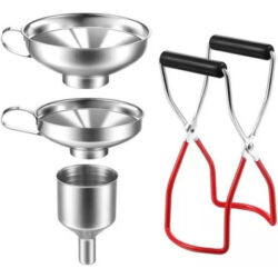 Funil De Aço Inoxidável, Pinças Para Potes, Conjunto De 4 Un