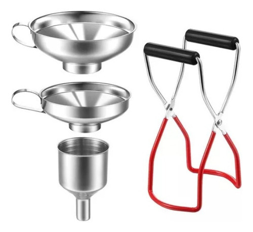 Funil De Aço Inoxidável, Pinças Para Potes, Conjunto De 4 Un