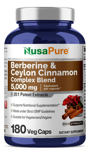 Suplemento Nusapure Berberina Com Canela De Ceilão 5000 Mg 1