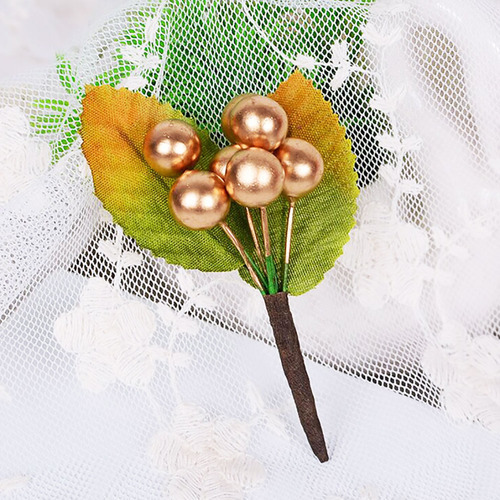 100 Unidades De Casa De Natal Artificial Golden Holly Berry - Imagem 6