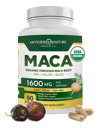 Suplemento De Cápsulas Orgânicas De Raiz De Maca Mother Natu