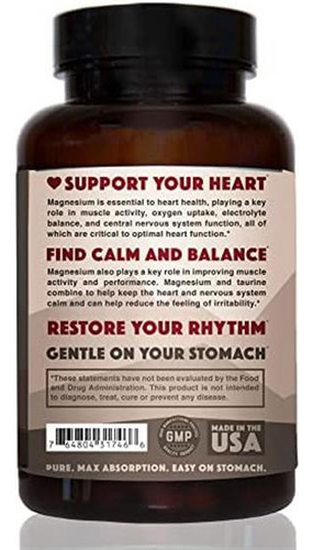 Taurato De Magnésio De Ritmo Natural, Taurato De Absorção, 7 - Imagem 3