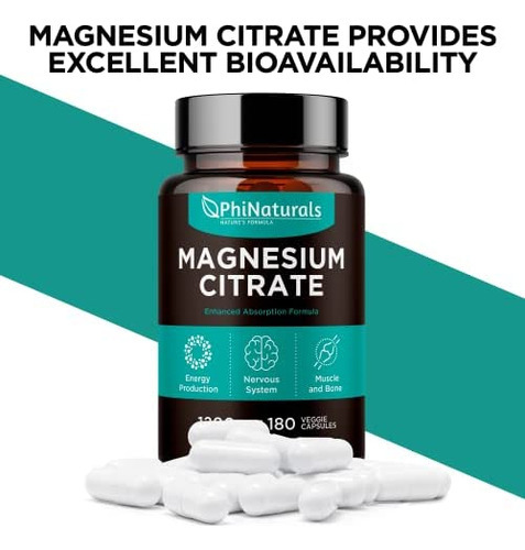 Cápsulas De Citrato De Magnésio Em Pó 400 Mg [180 Contagens - Imagem 3