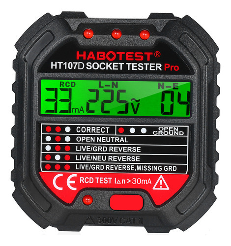 Testador De Tomada Elétrica Habotest Com Display De Tensão 9