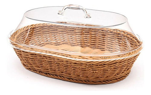 Novo Cesta Redonda De Pão De Frutas De Vime Com Tampa