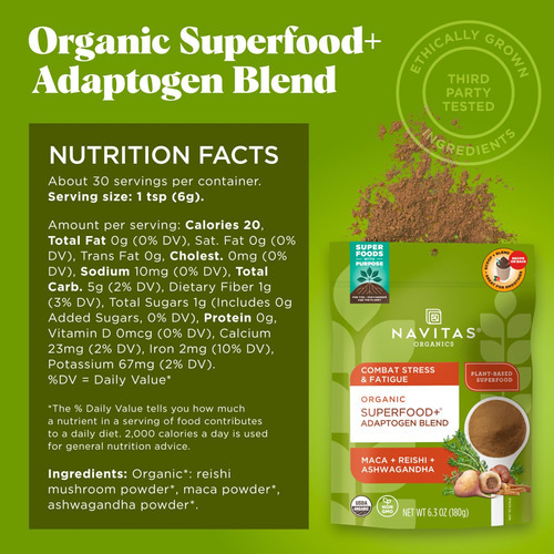 Navitas Organics Superfood + Mistura Adaptogen Para Suporte - Imagem 2