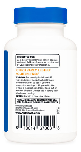 Suplemento Nutricost Beta Glucan 500mg 1,3/1,6 D-glucano 60 - Imagem 4