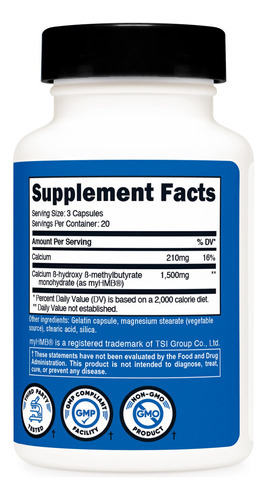Suplemento Nutricost Myhmb Em Cápsulas De 1.500 Mg De Cálcio - Imagem 6