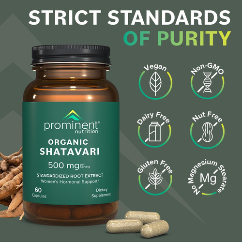 Cápsulas Shatavari Orgânicas De Nutrição Proeminente, Suport - Imagem 3