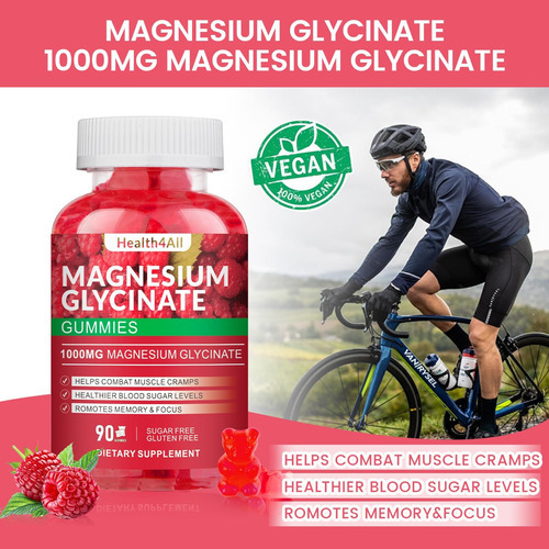 Gomas De Glicinato De Magnésio 1000 Mg, Suplemento De Magnés - Imagem 5