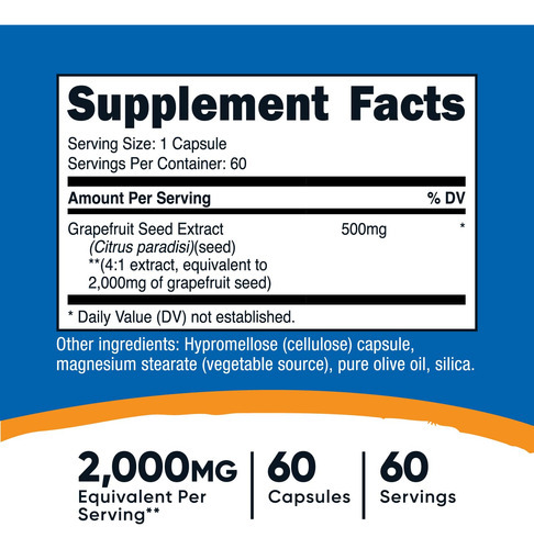 Suplemento Nutricost Extrato De Semente De Toranja 2.000 Mg - Imagem 3