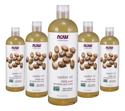 Óleo De Castor 473ml Now Foods Castor Oil 100% Puro 5un
