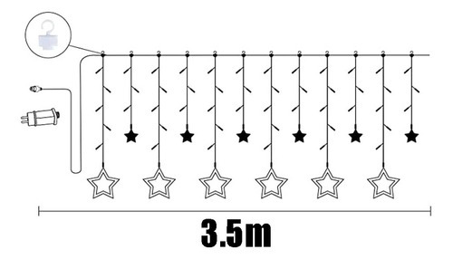 Cortinas Com Luzes Led Decorativas, Estrelas Luzes De Natal - Imagem 3