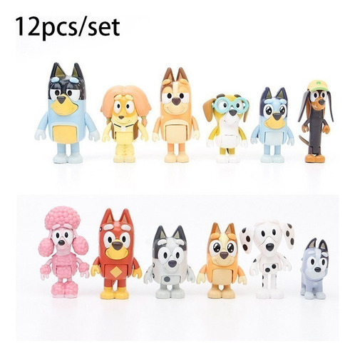 // S 12 Peças De Presente De Brinquedo Modelo Bluey Para - Imagem 2