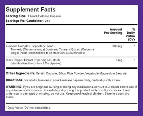Piping Rock Curcumina Com Pimenta Preta 500 Mg | 240 Cápsula - Imagem 8