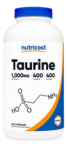 Suplemento Nutricost Taurine 1000mg 400 Cápsulas