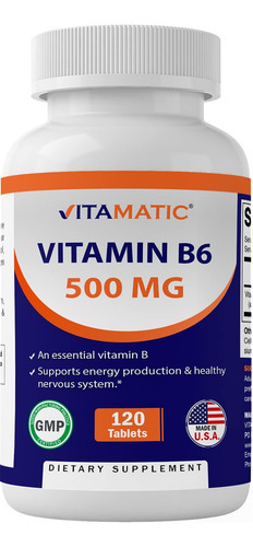 Vitamatic Vitamina B6 (piridoxina Hci), 500 Mg 120 Comprimid