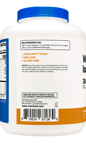 Proteína Em Pó Nutricost Whey Protein Isolate 2,27 Kg Chocol - Imagem 4