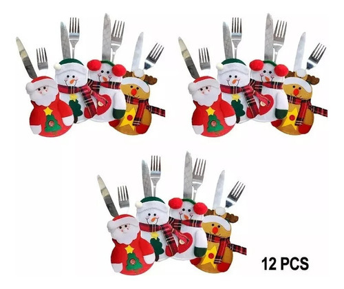Conjunto De 12 Porta-talheres De Natal, Enfeite Mensal - Imagem 2