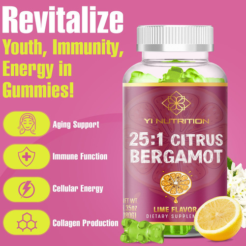 Yi Nutrition 25:1 Goma De Bergamota Cítrica - Sem Açúcar, Se - Imagem 3