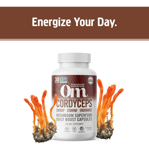 Om Mushroom Superfood Cordyceps Mushroom Capsules Suplemento - Imagem 2