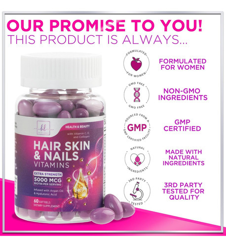 Vitaminas Capilares Para Mulheres Com Biotina 5000mcg - Saúd - Imagem 4