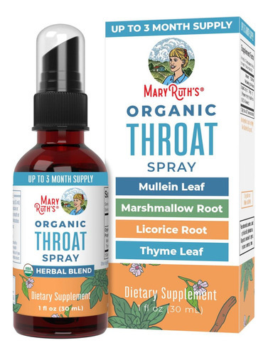 Maryruth Organics Usda Spray Orgânico Para Garganta Com Folh
