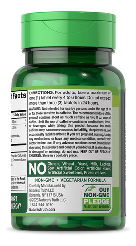 Pílulas De Cafeína Da Verdade Da Natureza | 220mg | Contagem - Imagem 6