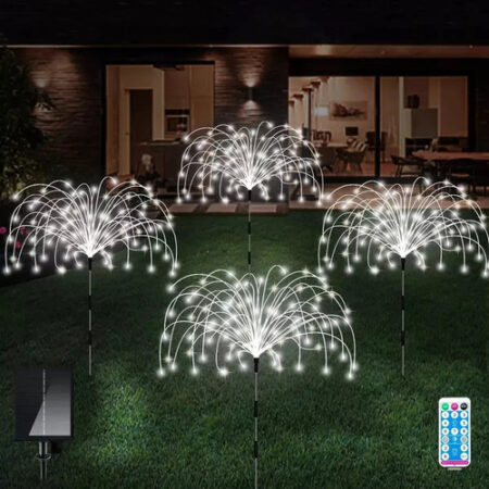 4 Peças Luzes Solares Fogos Artifício Para Decoração Natal - Imagem 10