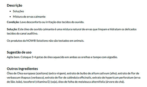 Ear Oil Óleo Ouvido Now Foods 30ml Importado - Imagem 4