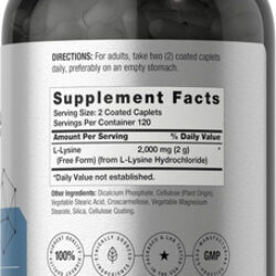 Horbäach L-lisina | 2000mg | 240 Cápsulas | Suplemento Veget