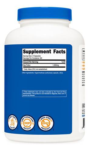Suplemento Nutricost Bee Pollen 240 Cápsulas 80 Porções - Imagem 6
